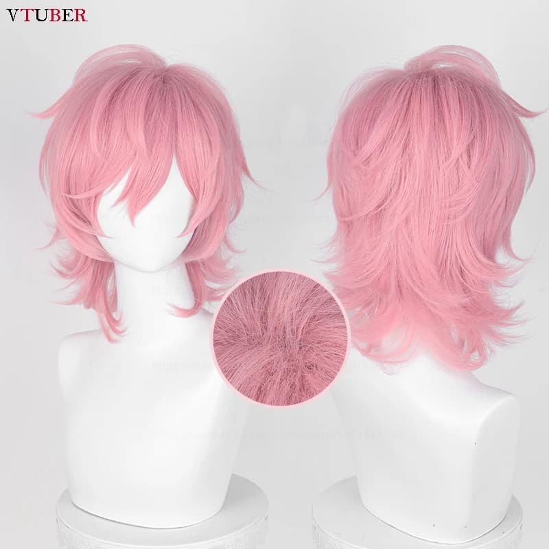 Ayato Yuri Cosplay Wig Anime Short Pink High Quality Heat Resistant Synthetic Hair Cosplay Role Play Anime Wigs + Wig Cap