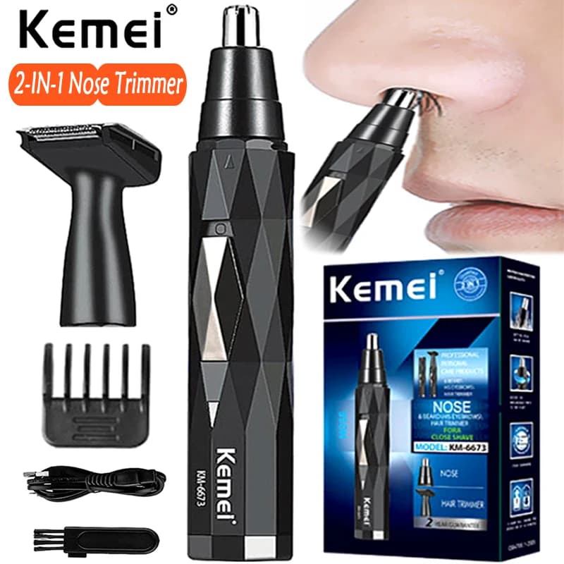 Kemei 2in1 rechargeable nose hair trimmer beard trimer mens eyebrow nose trimmer for nose and ear cleaner hair removal machine