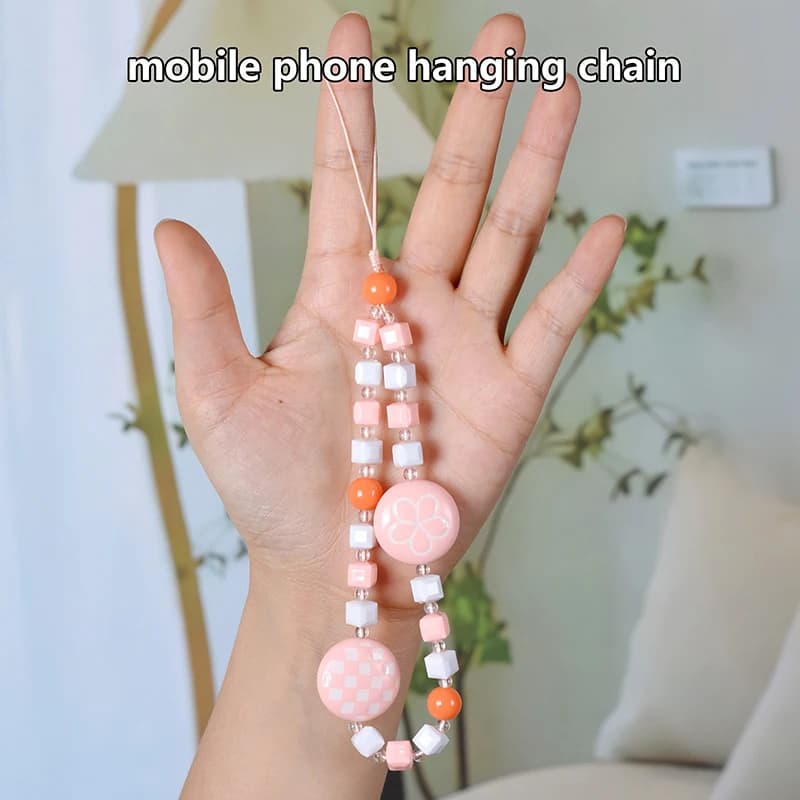 Mobile Phone Lanyard Handmade Beaded Mobile Phone Case Lanyard Simple And Fashionable Commuting Plant Pattern Unisex