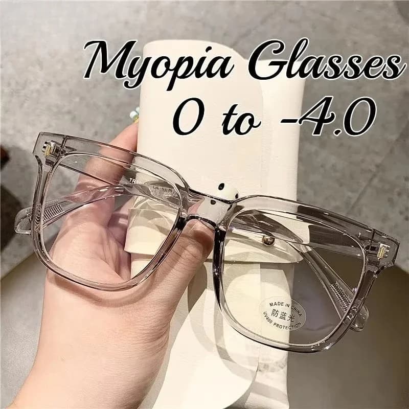 Myopia Anti Blue Light Clear Glasses Women Men Big Frame Nearsighted Eyeglasses Unisex Myopic Eyewear Diopters 0-1-1.5-4