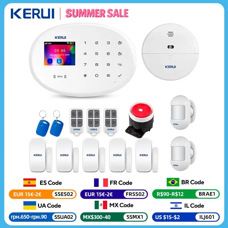 KERUI WIFI GSM Alarm System Kit W202 Home Security Protection Tuya Smart Support Alexa with Motion Detector Door Opening Sensor