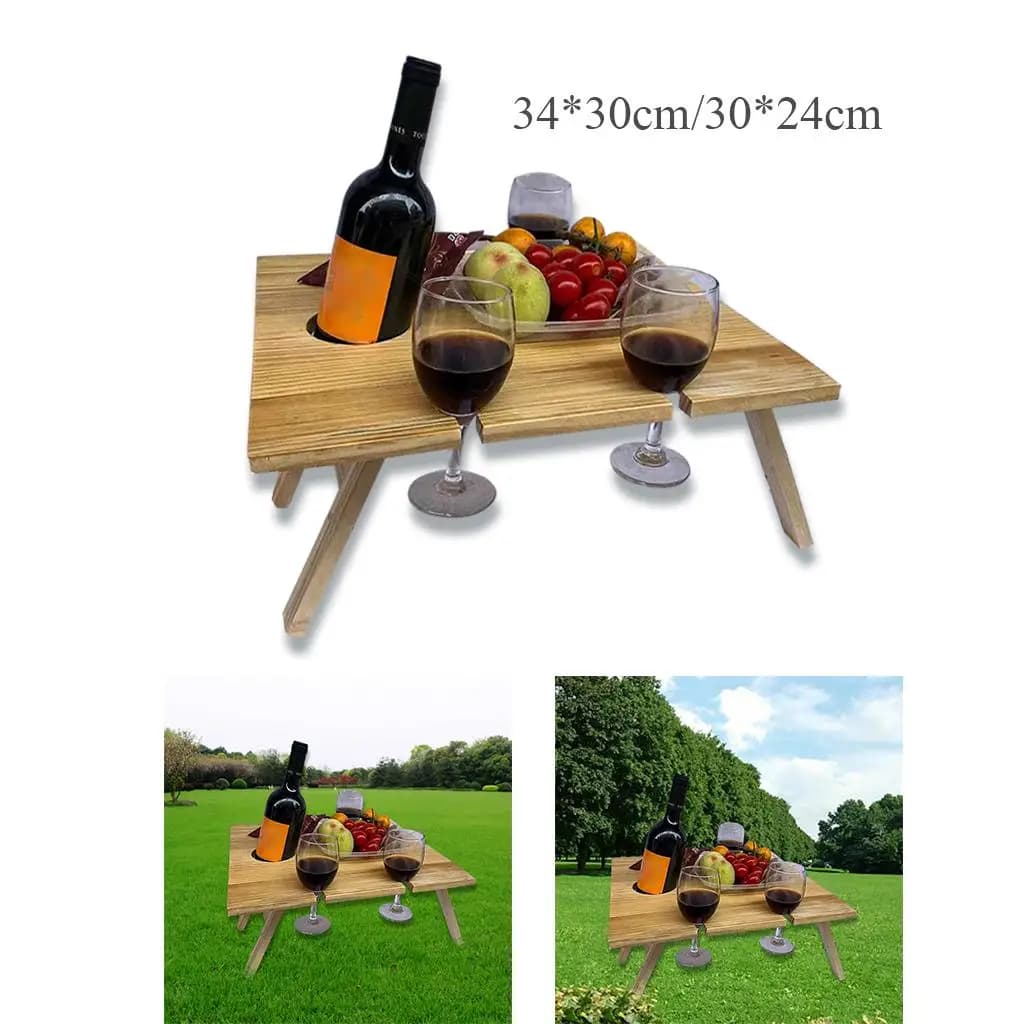 Portable Folding Picnic Table – Natural Wood Table for Outdoors Small Table for Travel Oudoor Camping Picnic