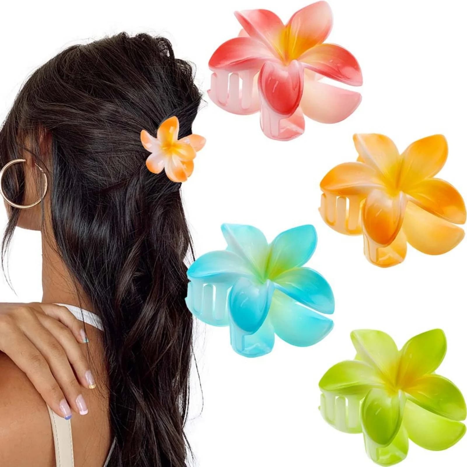10pcs/set Sweet Gradient Flower Wave Star Hair Clips Claw Clamp Hairpin Women Beach Barrette Hairpin Summer Hair accessories