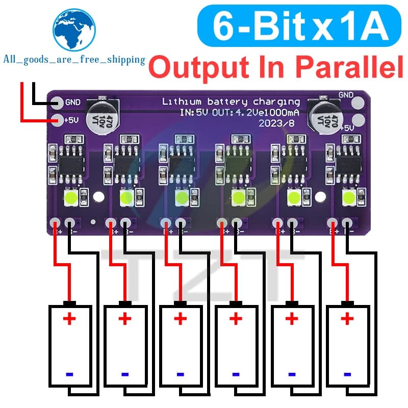 TZT Charging Module PCB Circuit Board Charger Array 5V Input for 18650 4.2V Lithium Battery Electric Scooter Accessories