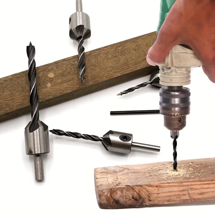 4pc Three Pointed Woodworking Counterbore Drill 3-6mm Reaming Drill Screw Chamfering Drill Bit Hole Opener Tool Set