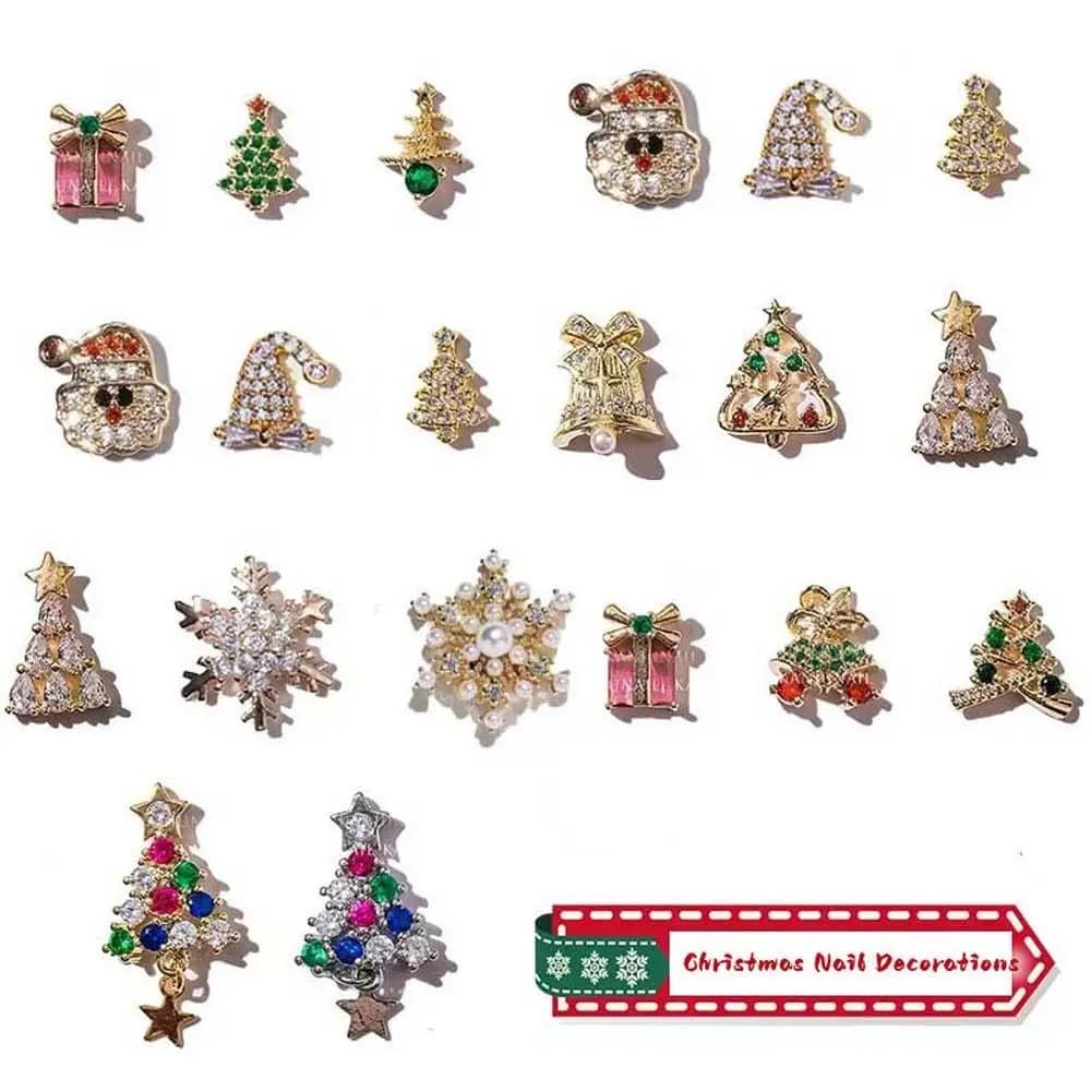Nail Ornament Manicure Accessories Snowflake Nail Rhinestones 3D Nail Jewelry Christmas Nail Drills Christmas Nail Decorations