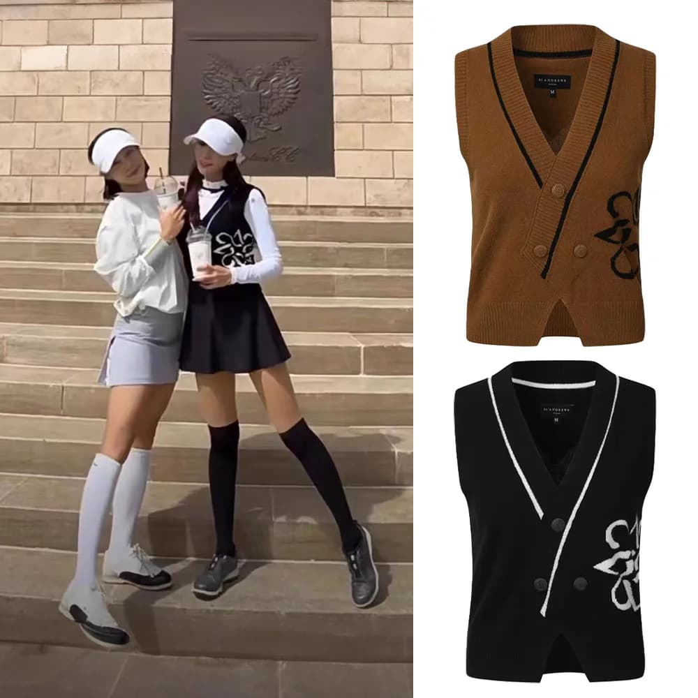 ST ANDREWS's Laid-back Luxury Sportswear! Women’s Trendy Vest, Golf, New Sleeveless Cardigan, Versatile V-neck for Autumn!