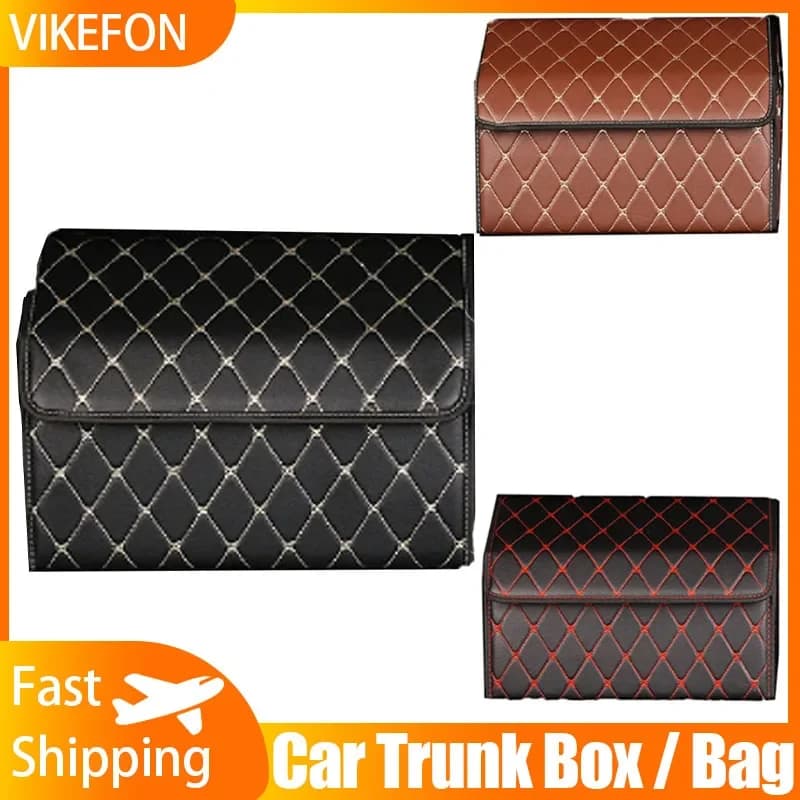30cm Car PU Leather Trunk Storage Box Portable Foldable Storage Car Multiuse Storage Car Trunk Bag Auto Storag Box Car Interior