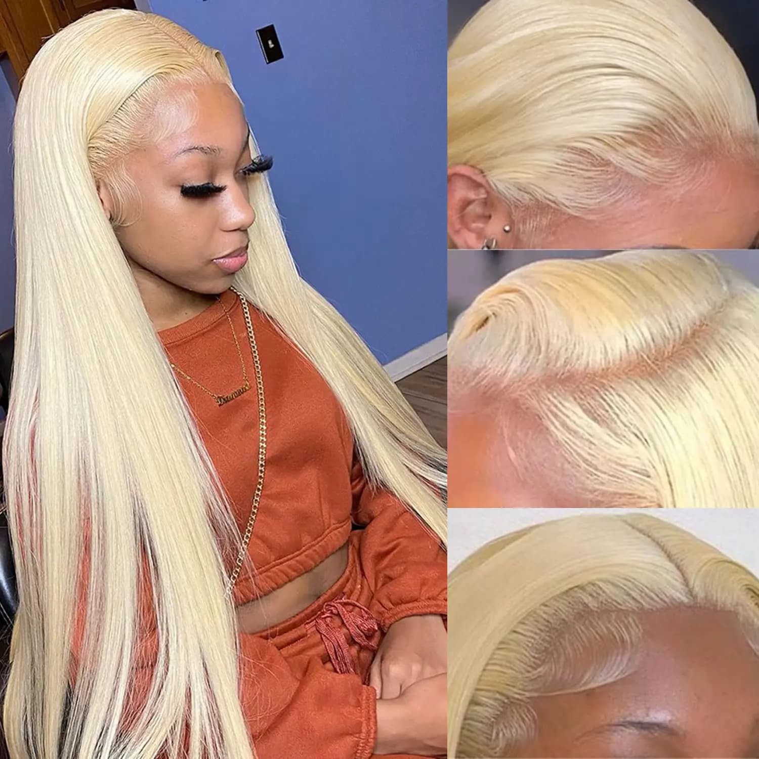 Alimice Honey Blonde 613 HD 200% 13X4 Straight Lace Front Human Hair Wigs Lace Frontal Wigs Closure Remy Hair Wig
