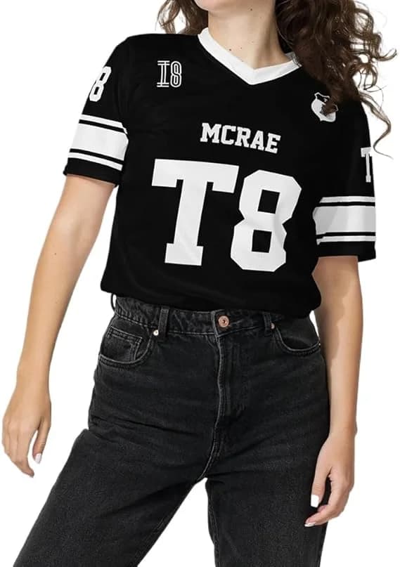 Tate Mcrae Football Jersey 2025 Miss Possessive Tour Tshirt Short Sleeve Vneck Tshirt Men/women Novelty Top