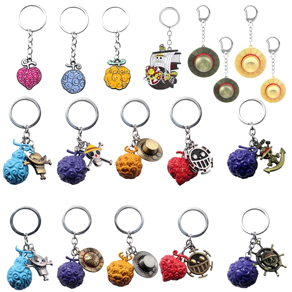 Japanese Anime Story Metal Devil Fruit Pendant Keychain Anime Fans Props Peripheral Gift Men Women Backpack Jewelry