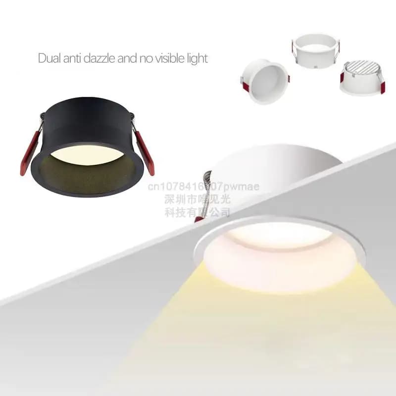 Household Ac220v Led Downlight Anti Glare 7w 15w Ceiling Spotlight Embedded Living Room Non Main Lamp 75mm Open Hole Aisle Light