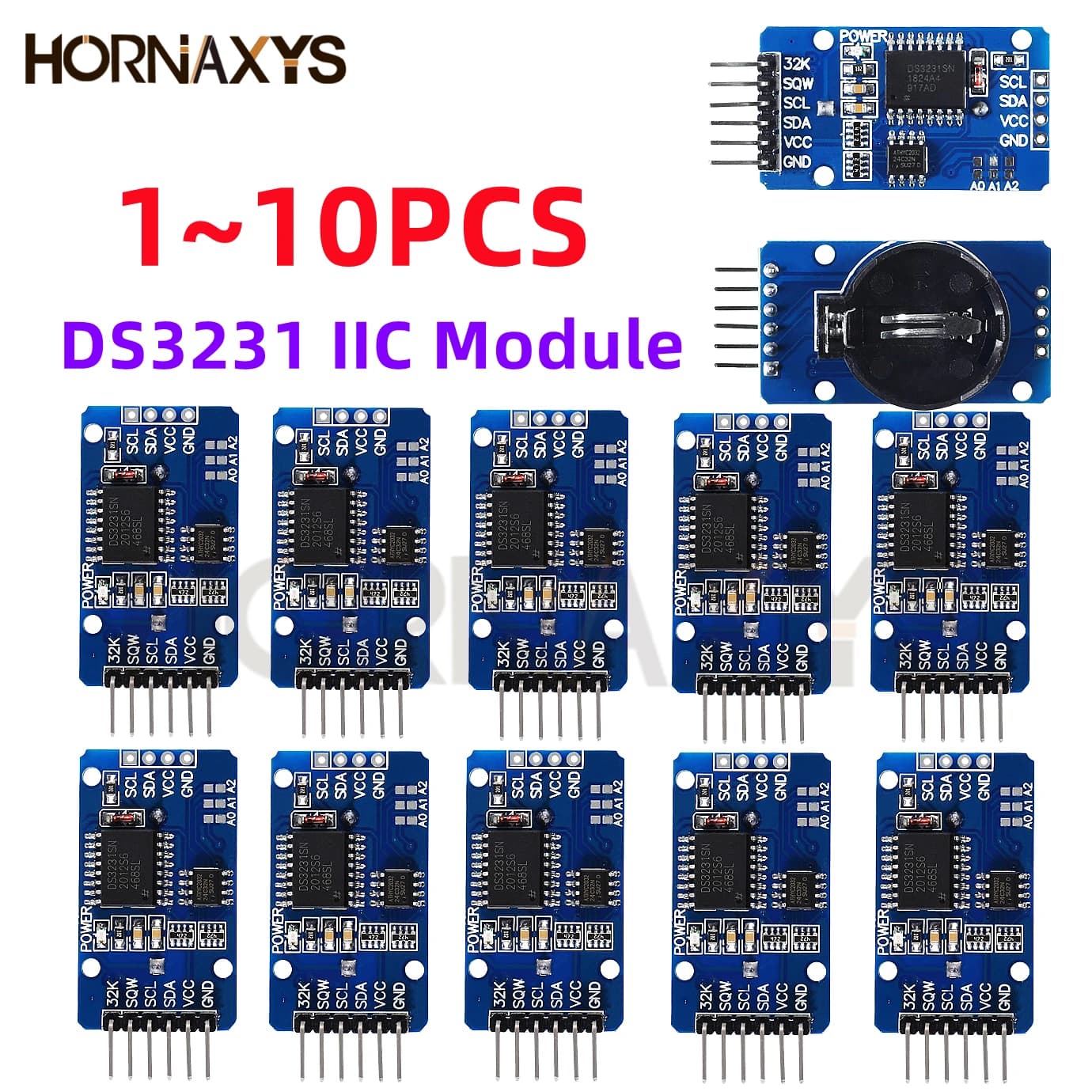 1-10PCS/DS3231 IIC Module Precision Clock Module DS3231SN /DS3231M Memory Real Time 3.3V/5V For Raspberry Pi