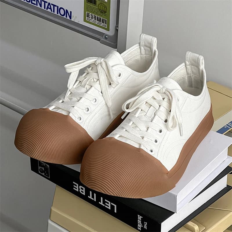 HKDQ Street White Canvas Shoes For Men Fashion Design Platform Men's Vulcanized Sneakers Summer Casual Stylish Women's Sneakers