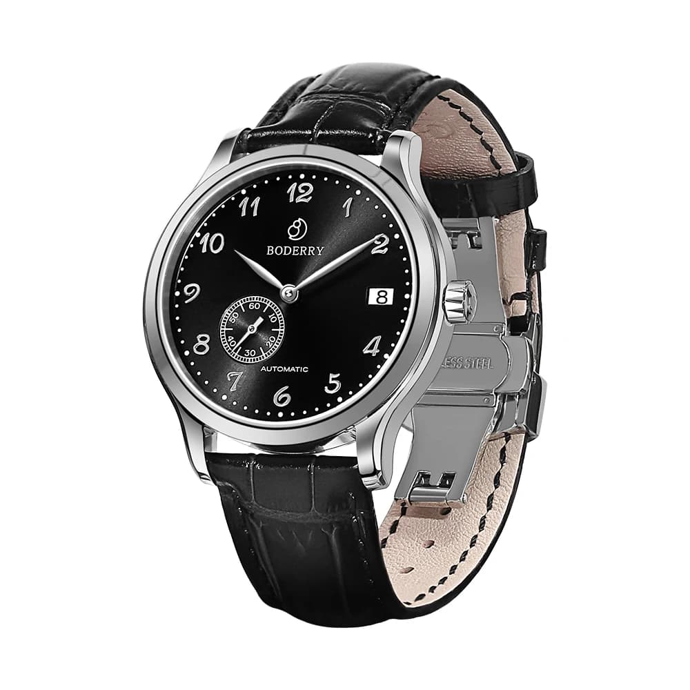 BODERRY Mens Micro-rotor Automatic Dress Watches Waterproof Stainless Steel Mechanical Business Wrist Watch for Men,Sapphire