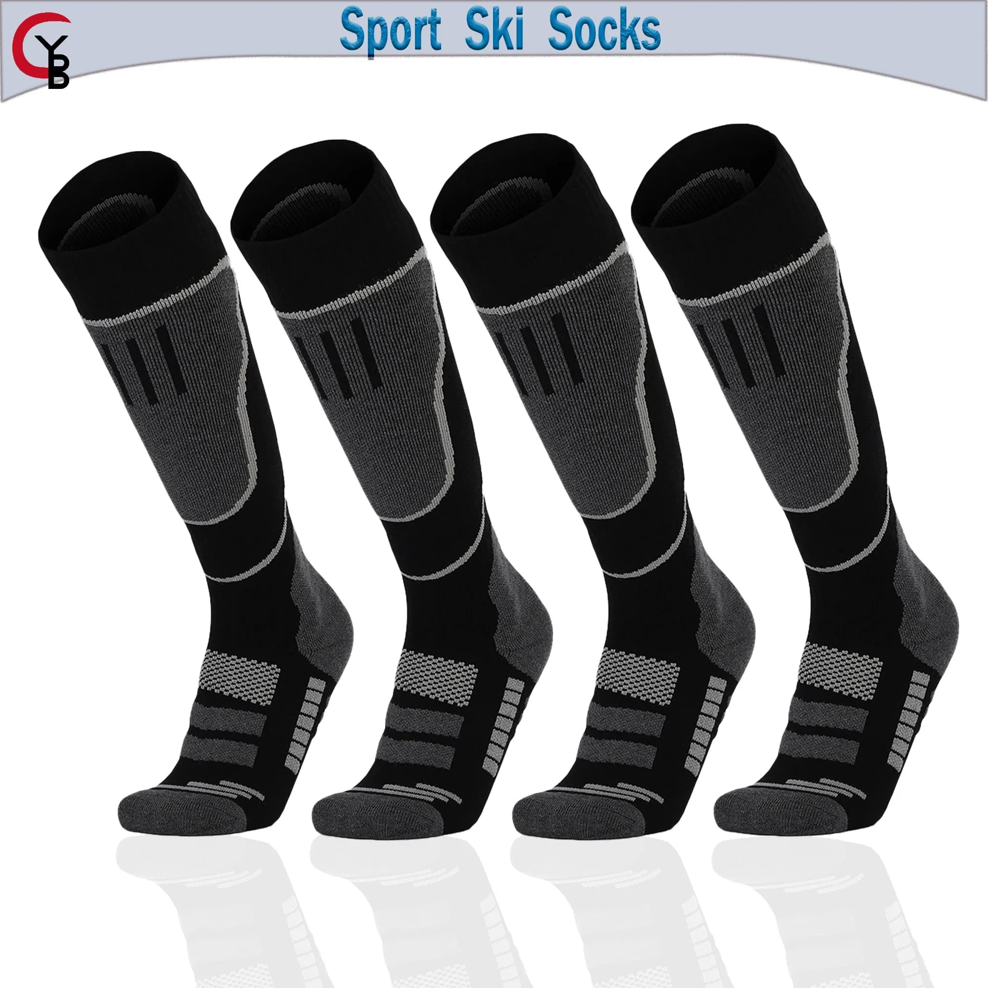 2 Pairs Ski Socks, Cold Weather Socks for Snowboarding, Snow, Winter, Thermal Knee-high Warm Hunting