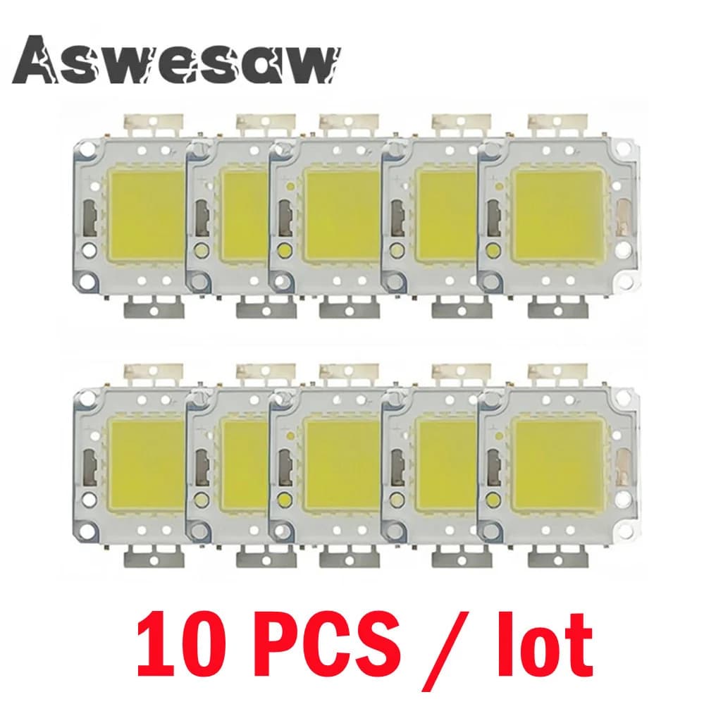 10pcs/ lot 10W 20W 30W 50W 100W LED Beads Chip 22-24V 30-32V Cold White Warm White DIY for Floodlight Spotlight With Driver