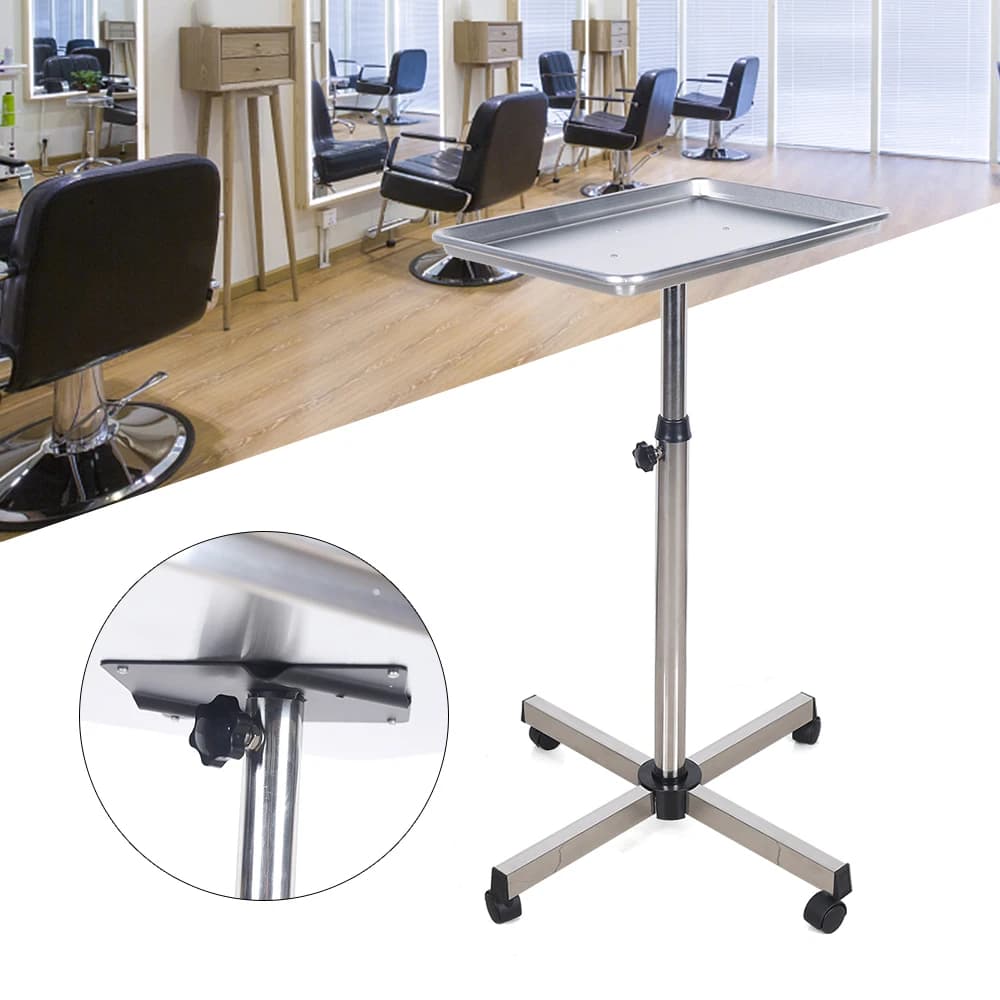 Hair Salon Trolley Aluminum Hairdressing Tools Cart with 4 Wheels Height Adjustable For Barber Shop, Beauty Salon, Pet Shop