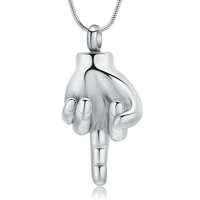 Cremation Jewelry Hold Human Ashes Stainless Steel Hand Memorial Urn Necklace For Women Men Memorial Pendant