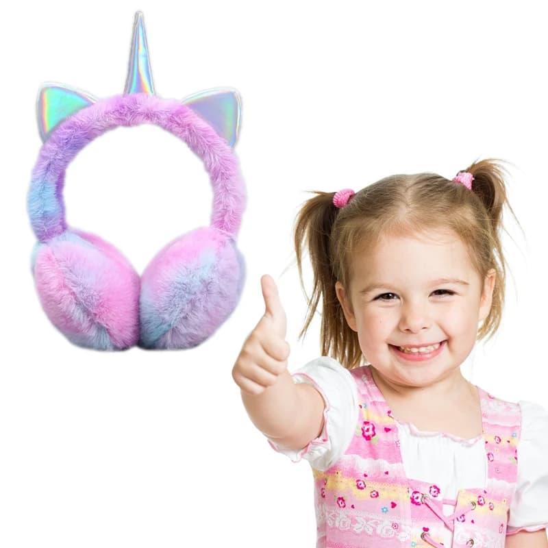 Winter Warmer Children Kids Colorful Unicorn Soft Plush Fluffy Earflap Earmuffs Lovely Cat Ears Caps Headband Tie-dye Fur Hat