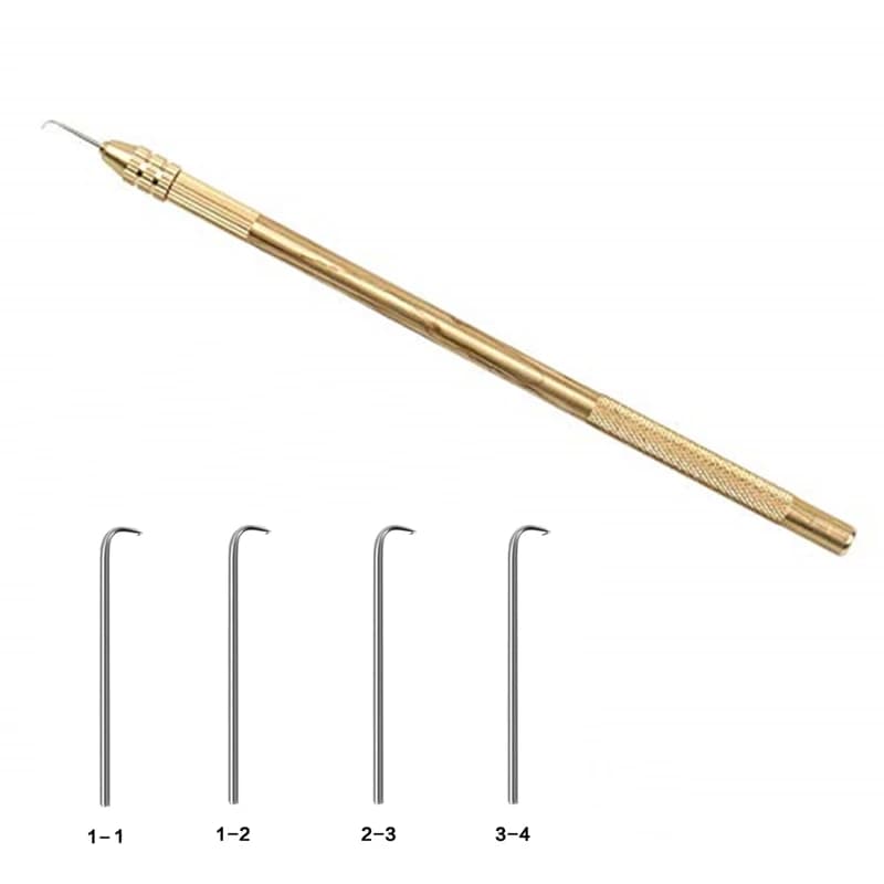 Ventilating Needle for Lace Wig Brass Ventilating Holder and 4 Size Stainless Steel Needles for Make/Repair Lace Wig Needles