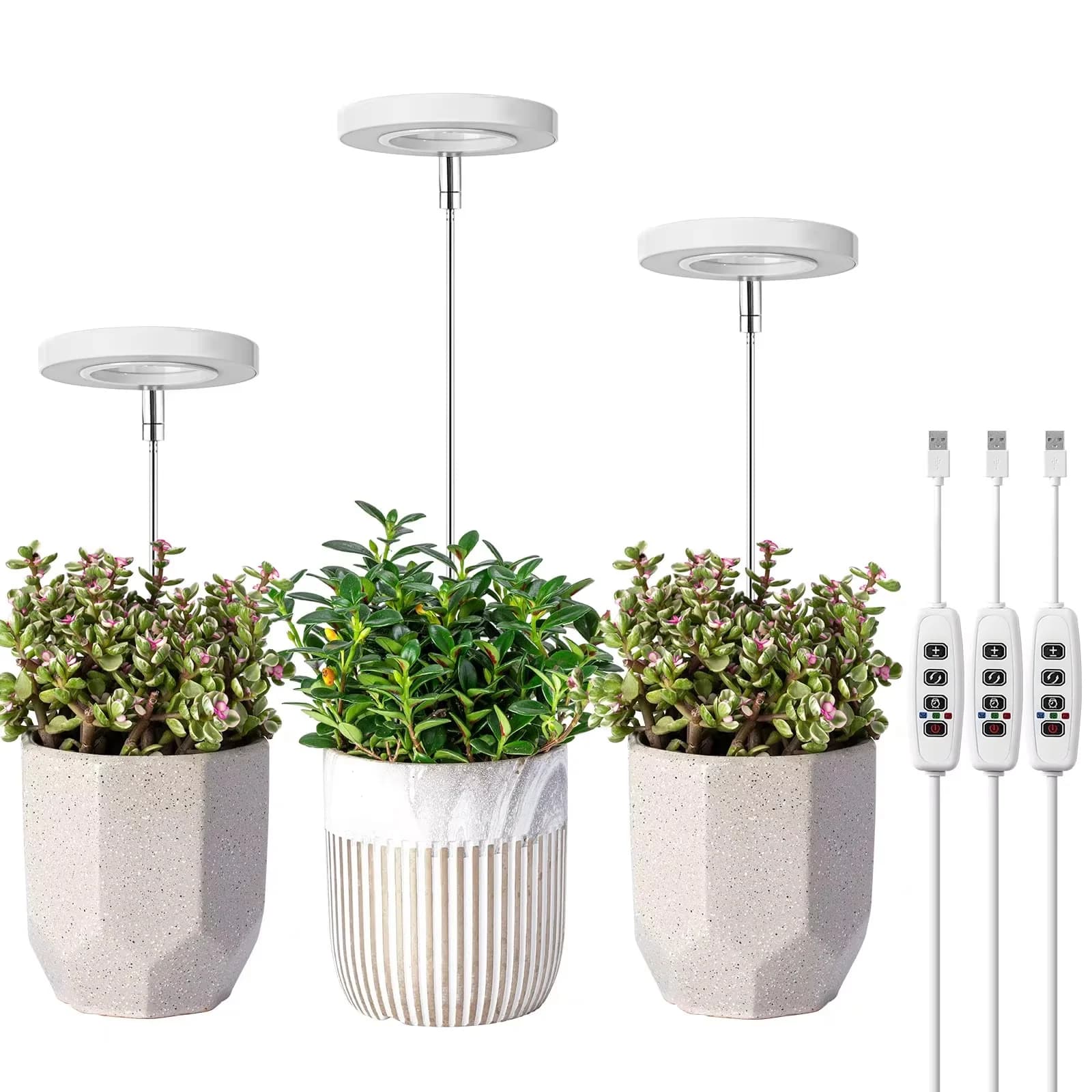 Full Spectrum Fill Light LED Grow Lamp for Indoor Solar Plants with Adjustable Height, 3/9/12H Timer 10-Level Dimming for Garden