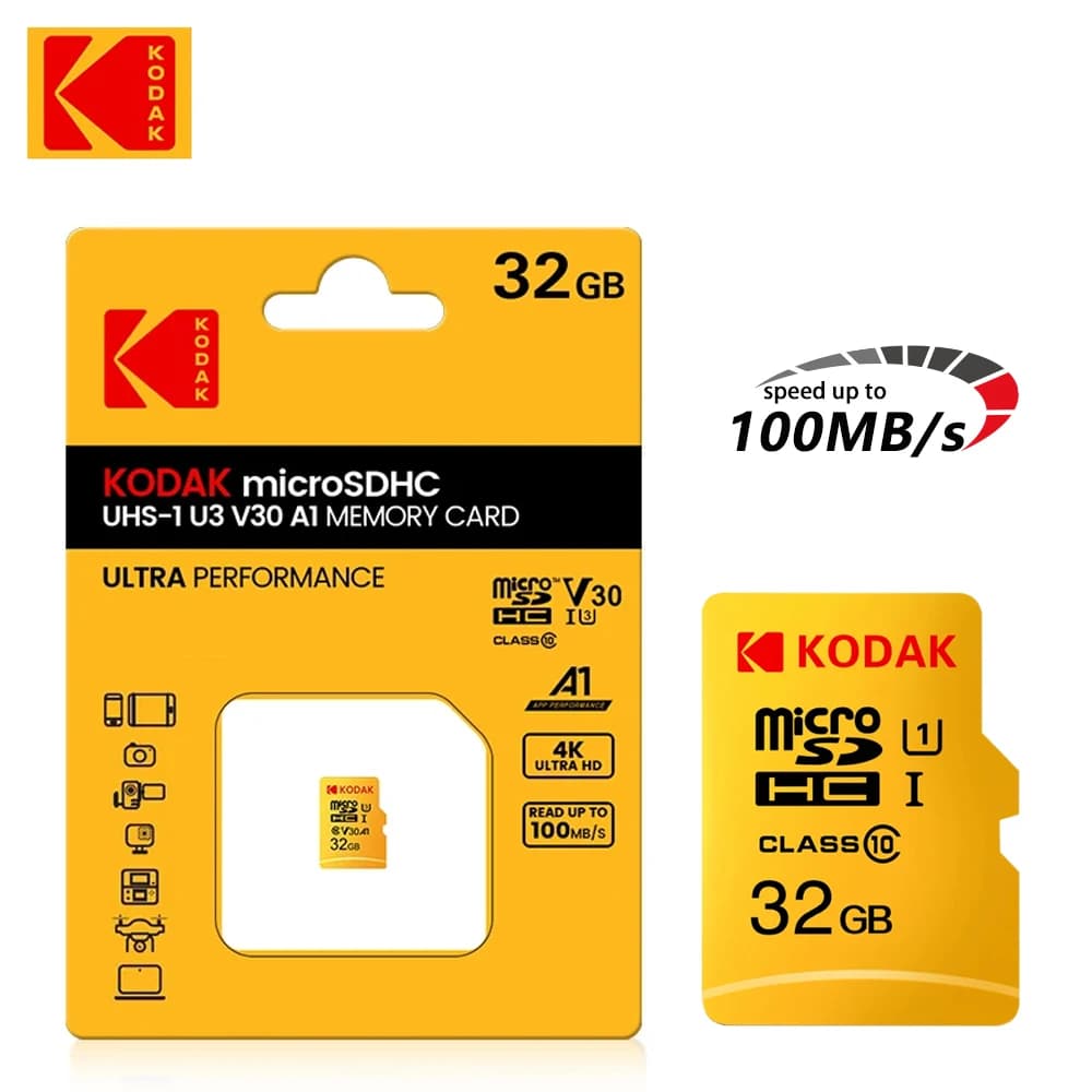 KODAK MicroSD Memory Card 256GB 128GB UP TO 100MB/s Class10 U3 32GB 64GB TF Card Memory Microsd for Samrtphone PC