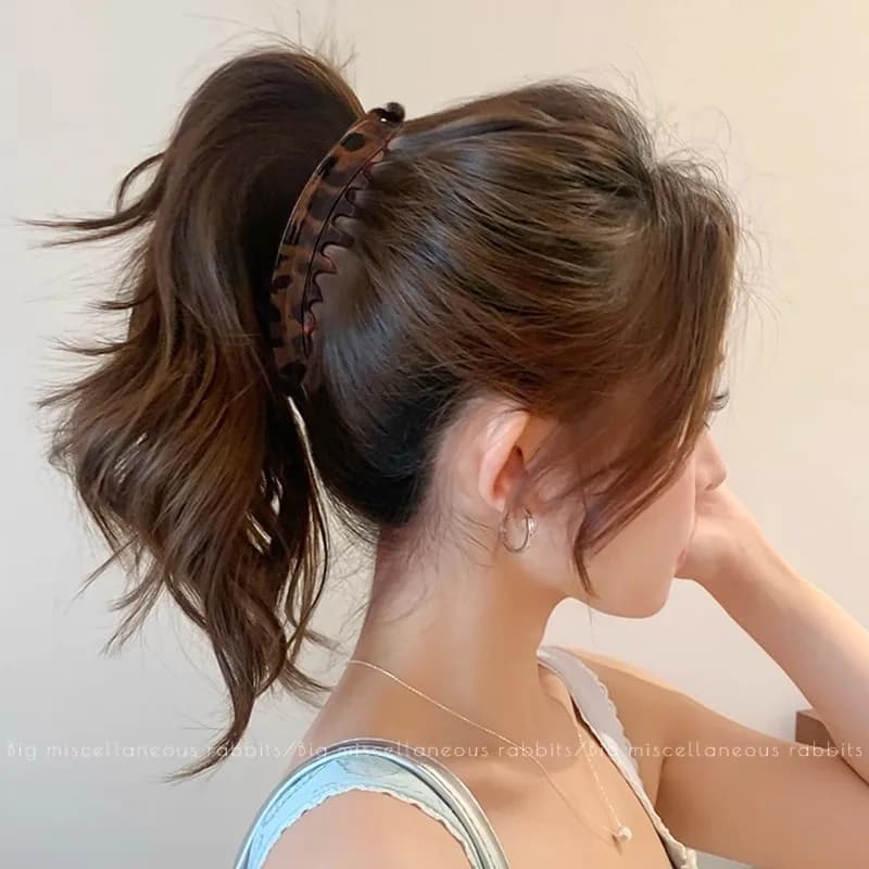 Vintage Leopard Print Banana Hair Claw For Women Girls High Ponytail Holder Hair Clip Hairpin Claw Clip Fashion Hair Accessories