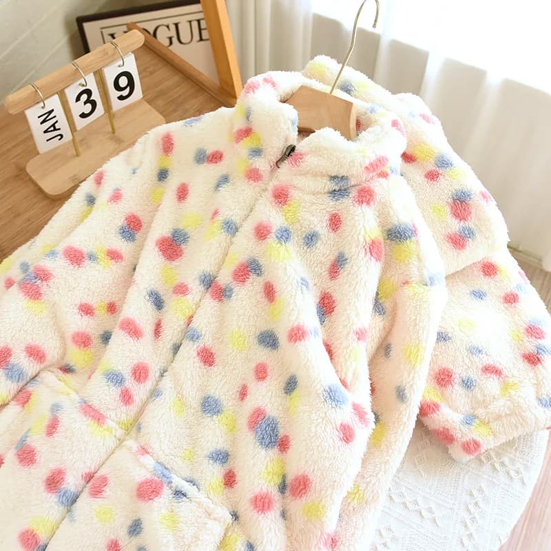New Winter Sleeping Pajamas Sleep Wear Women Pyjamas Set Flannel Keep Warm Long Sleeve Night Wear Female Pyjam Femme
