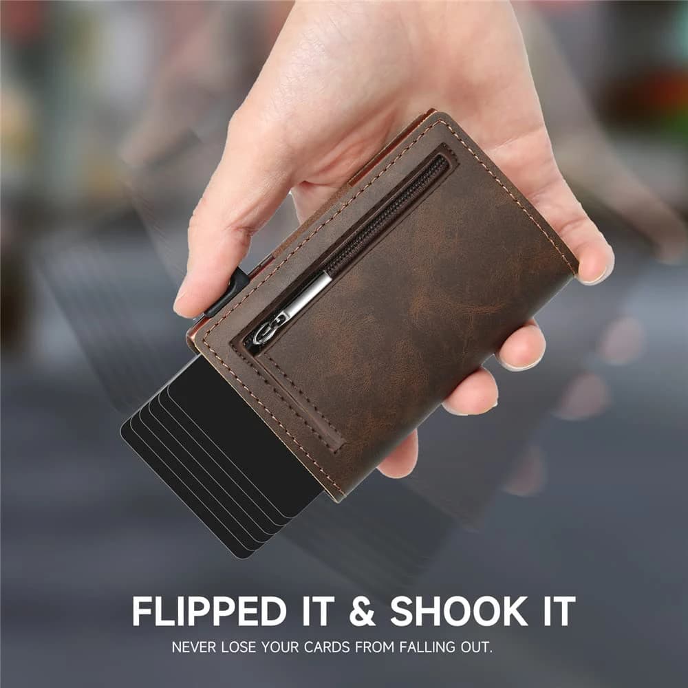 Slim RFID Blocking Pocket Wallet Minimalist Pop-up Card Holder With Magnetic Closure Credit Card Case