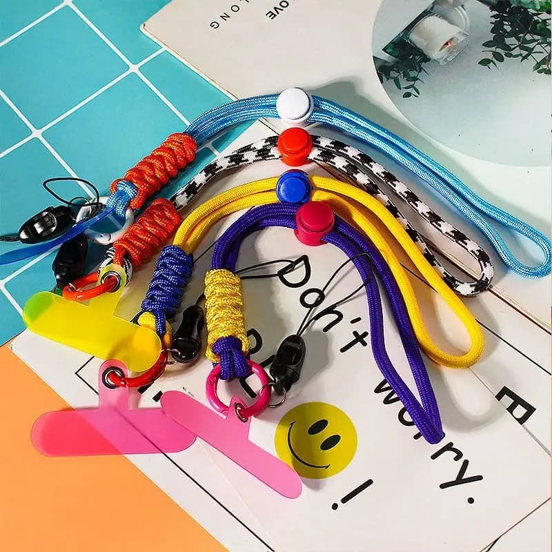Short Wrist Woven Phone Lanyard Hand Strap Colorful Pendant Mobile Phone Lanyard With Detachable Anti Loss Lanyards