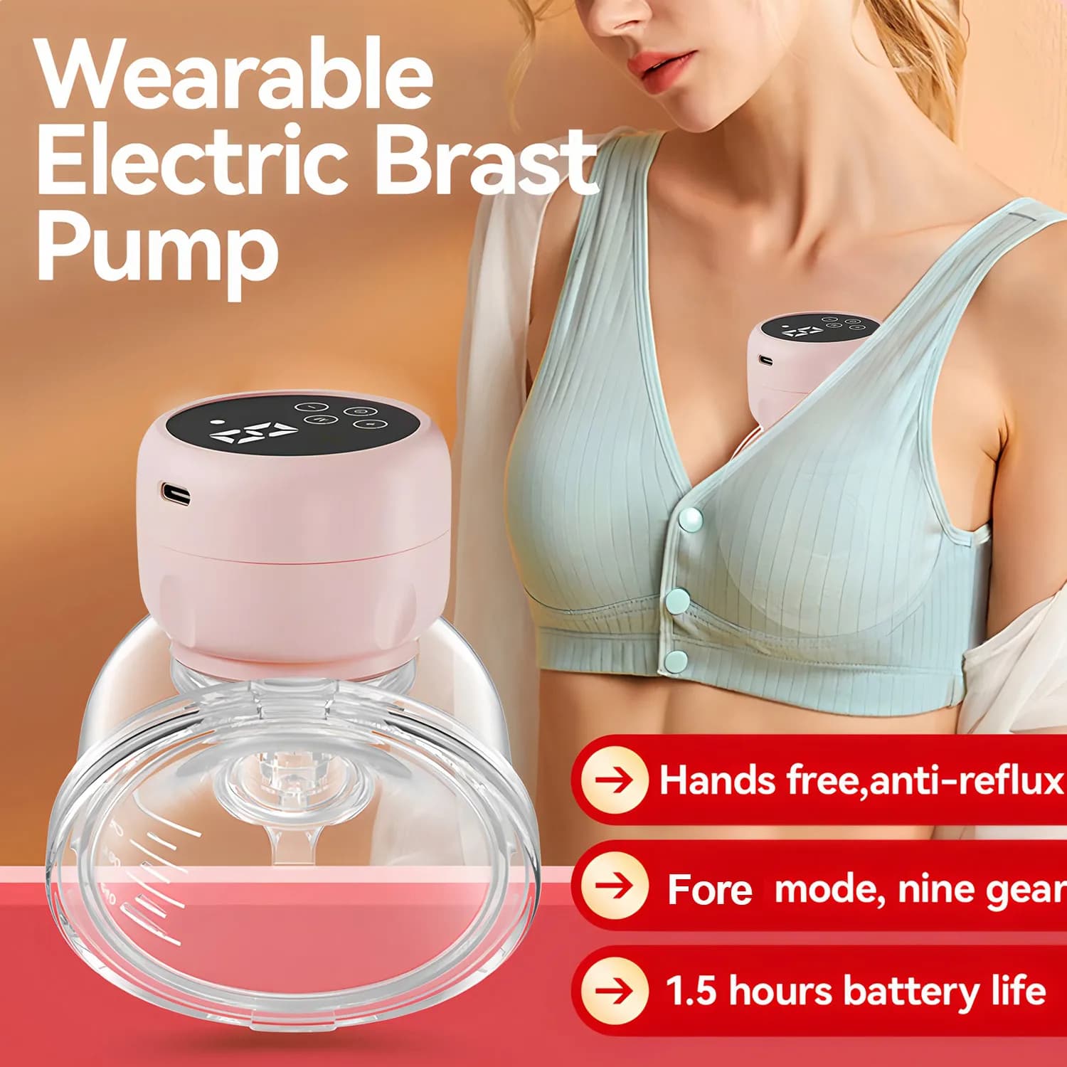 New Wearable Electric Breast Pumps Portable Hands Free Breast Pump Silent Comfort Breast Milk Extractor Collector 1PCS