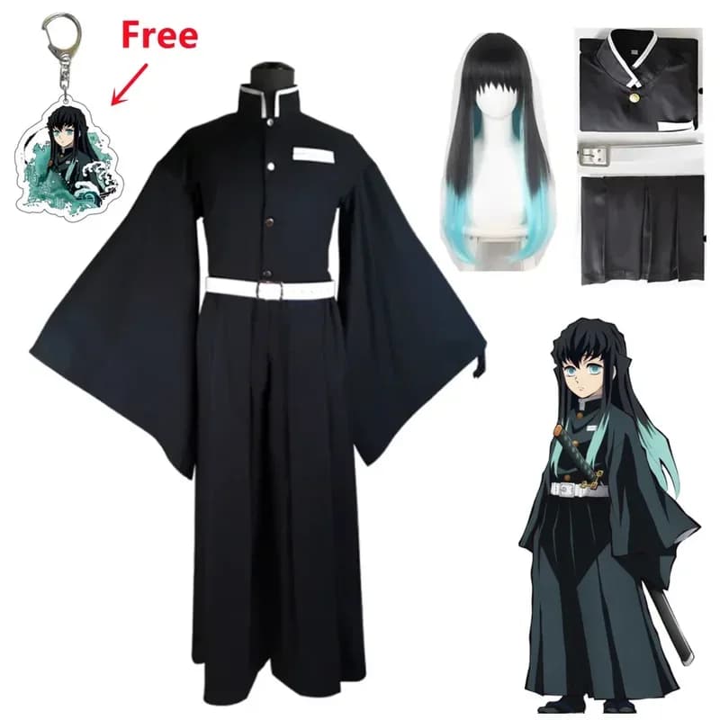 Tokitou Muichirou Cosplay Costume Anime Demon Slayer Cosplay Kimetsu No Yaiba Kisatsutai Uniform Wig Halloween Party Clothes
