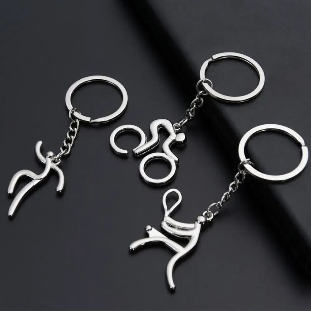 Simple Bicycle Metal Sports Logo Keychain Running Football Key Ring Ornaments Ski Tennis Alloy Pendant Women