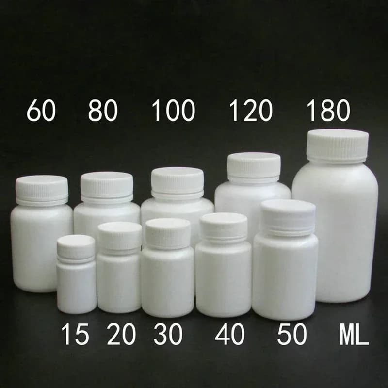 10PCS 15ml/20ml/30ml/60ml/100ml Plastic PE White Empty Seal Bottles Solid Powder Medicine Pill Vials Reagent Packing Containers