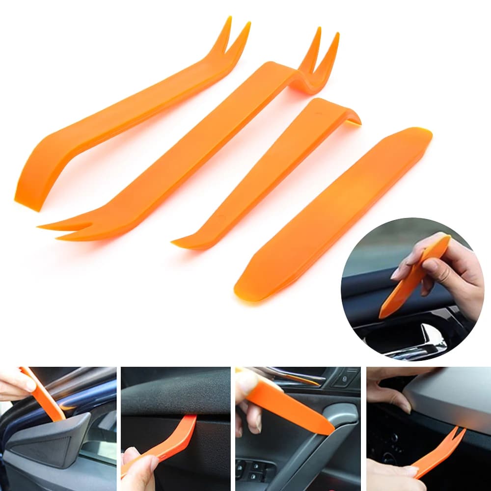 4Pcs Car Removal Tool Car Radio Door Clip Panel Trim Dash Auto Radio Removal Pry Tool Automobile Interior Disassemble Kit