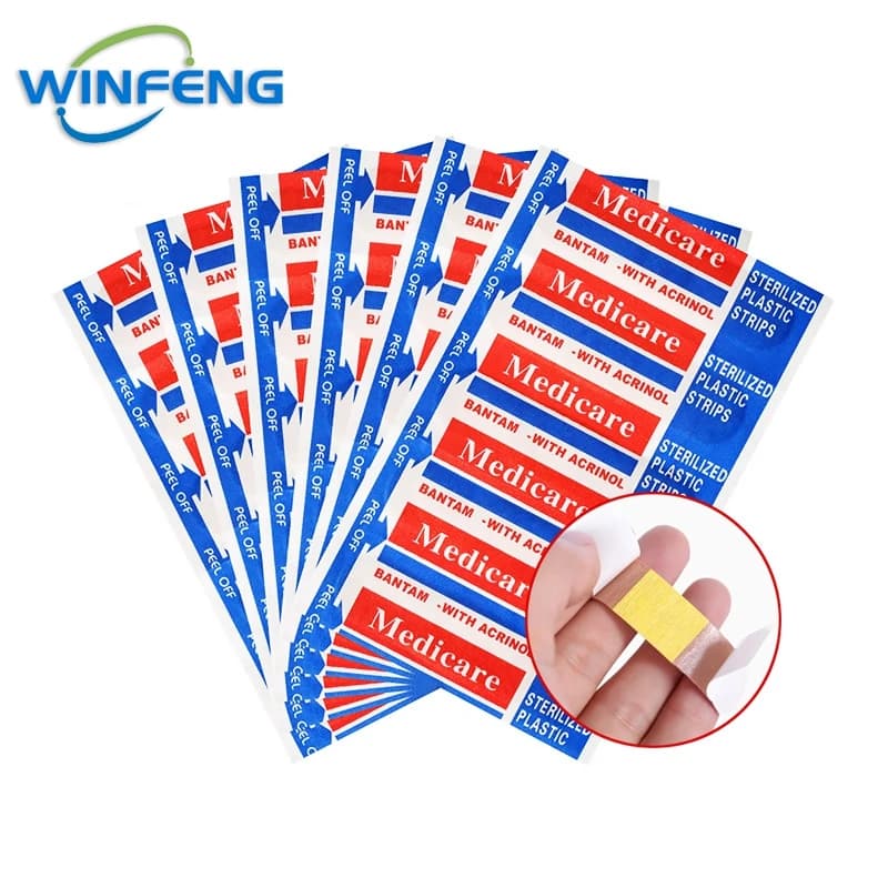 100Pcs First Aid Kit Wound Dressing Adhesive Bandage Patch Sticker Non-woven Fabrics Hemostasis Band Aid Sticking Plaster
