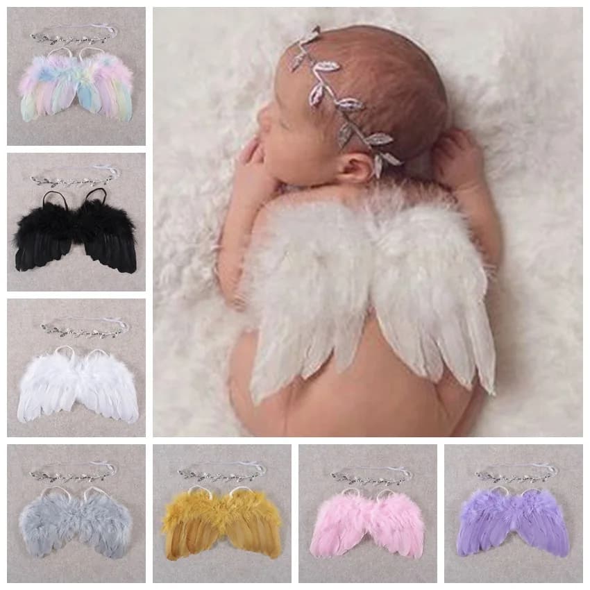 New European and American handmade flower headband and angel feather wings baby photography props baby fashion suit