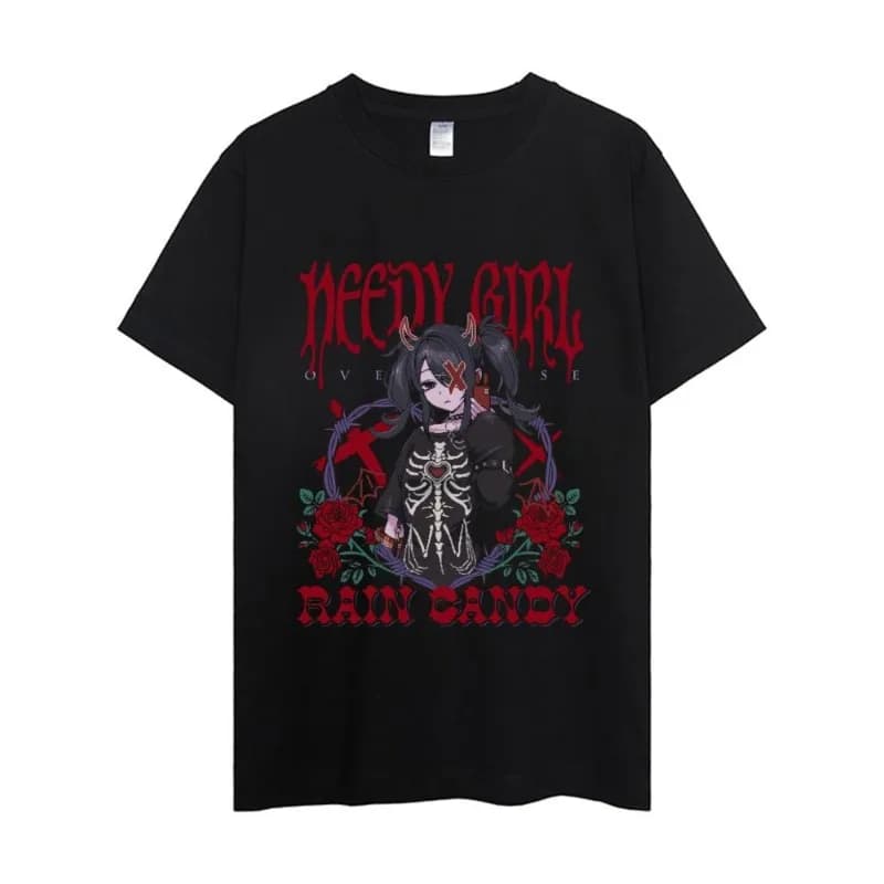 NEEDY GIRL OVERDOSE T Shirt Men Couple Combination Clothes Short Sleeve Collar Fashion Woman Cotton