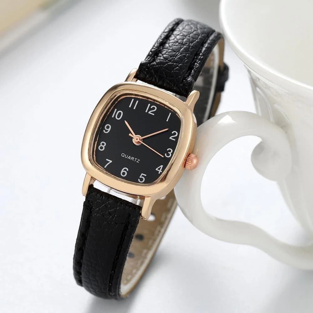 Kegllect Square Women Simple Small Dial Student Watches Vintage Belt Quartz Wristwatch