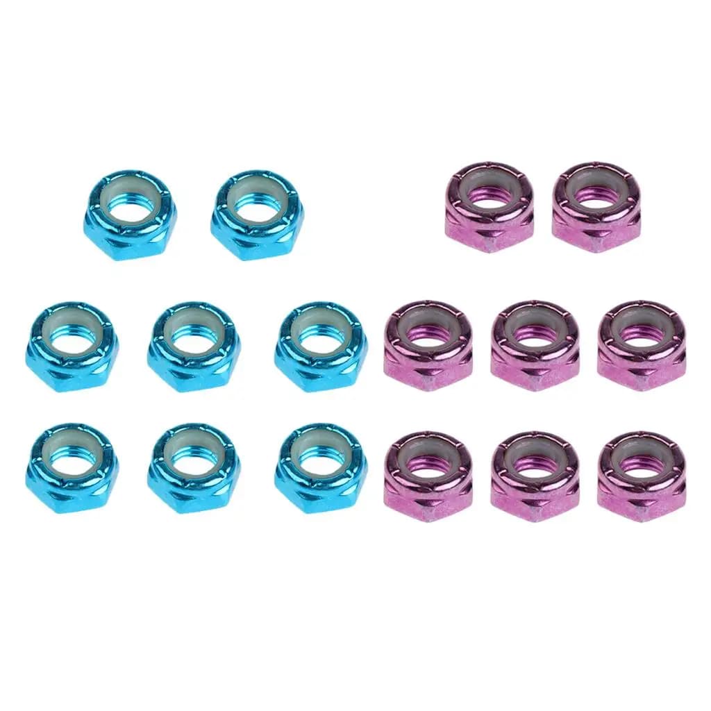 16x Durable Kingpin Axle Nuts Universal for Skateboard Trucks Hardware