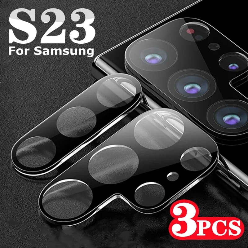 Black 3D Camera Protector For Samsung Galaxy S23 Ultra Plus HD Tempered Glass Lens Protective Film For S23Ultra S23+ Guard Film