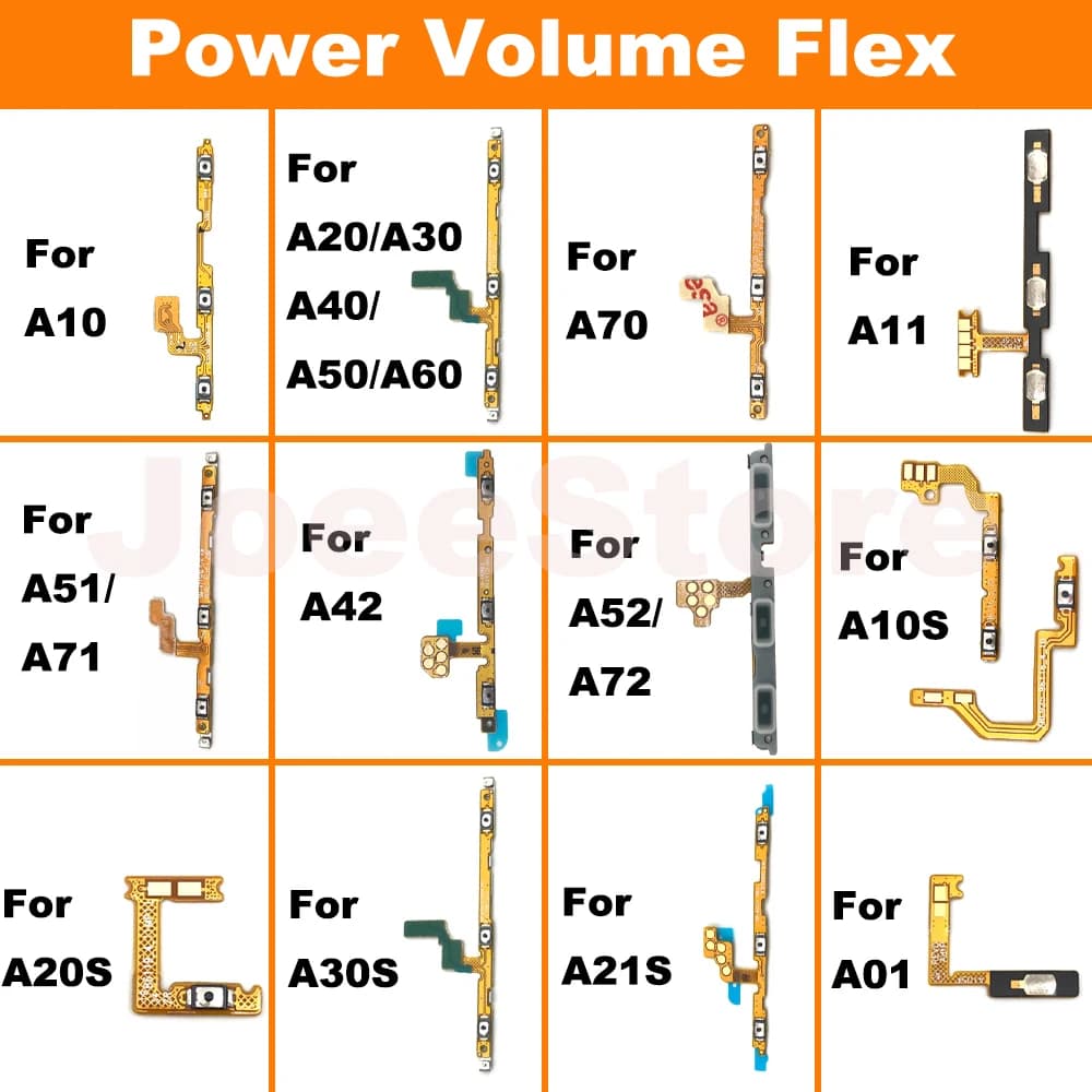 Volume Power Switch On Off Side Button Key Flex Cable For Samsung A10 A20 A30 A40 A50 A70 A01 A11 A10s A20s A30s A51 A71 A52 A72