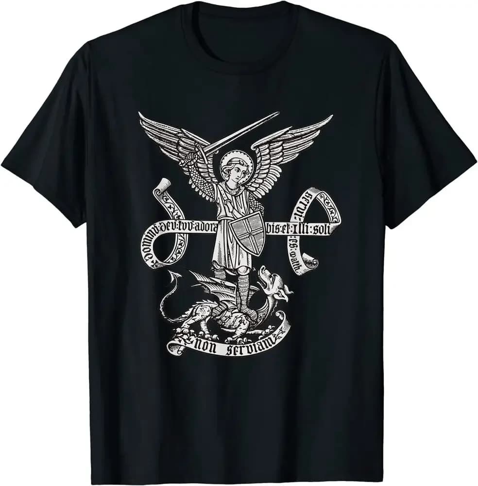 New Limited St Michael Archangel Catholic Angel Defend Us T-Shirt