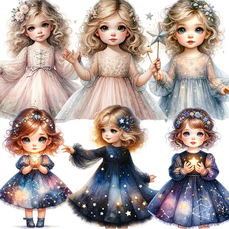 Starry Sky Skirt Girl Stickers Crafts And Scrapbooking stickers kids toys book Decorative sticker DIY Stationery