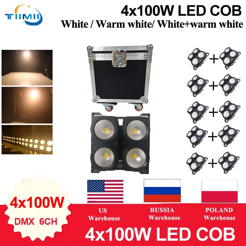 1~10Pcs 4 Eye Waterproof COB Blinder Lights with option 400W Four Eye 4x100W COB Led Audience Light DMX Stage Light Case