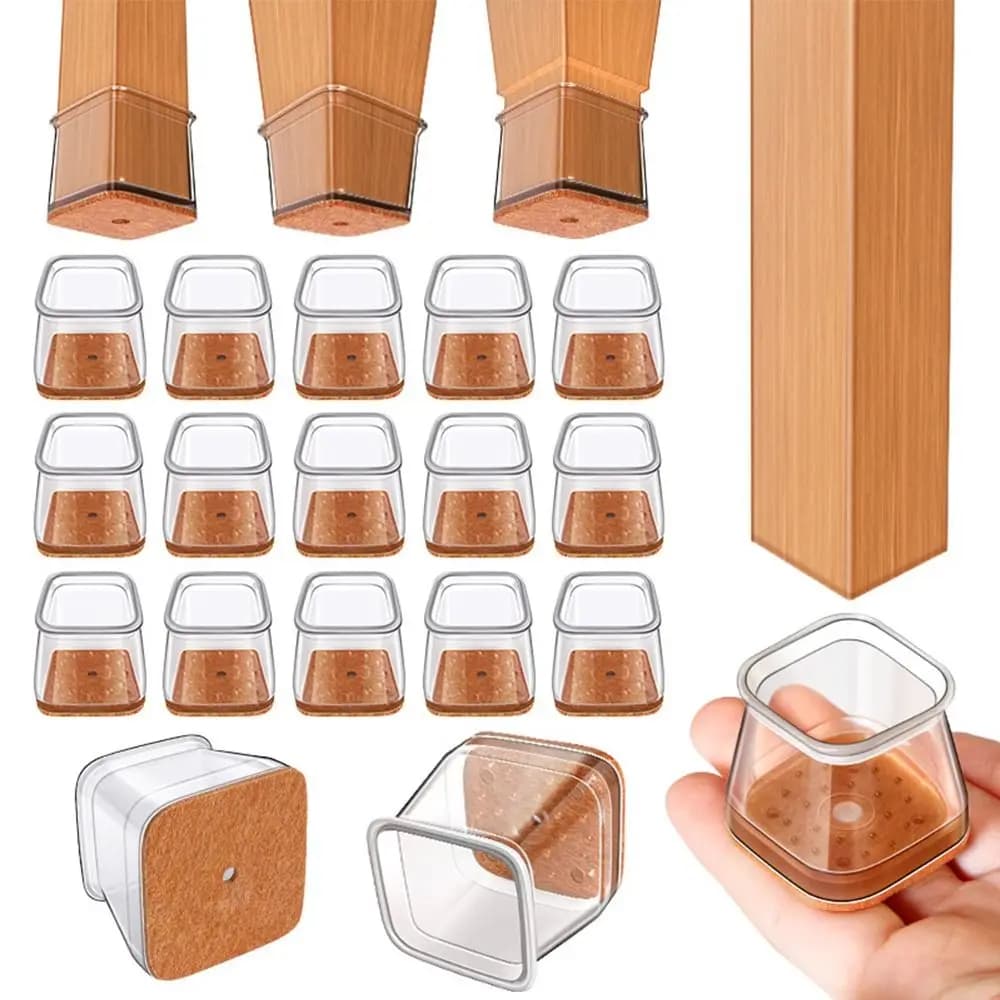 New Silicone Chair Leg Felt Covers Square Thickened Table Foot Cover Non-slip Reduce Noise Furniture Pads