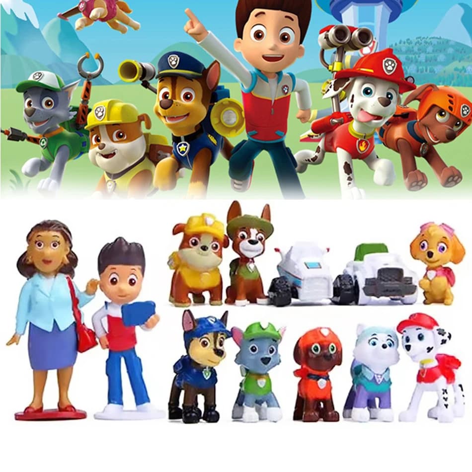 12pcs Paw Patrol Patrulla Canina Anime Action Figures Puppy Patrol Mini Dolls Kids Toy Models 4-10cm Cake Decoration Gifts