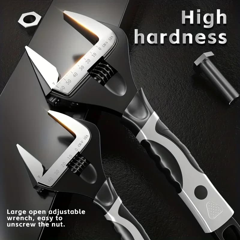 6/8 inch Multi-functional Adjustable Wrench Chromium Vanadium Steel Live Mouth Short Handle Heavy-Duty Wrench Household Tools