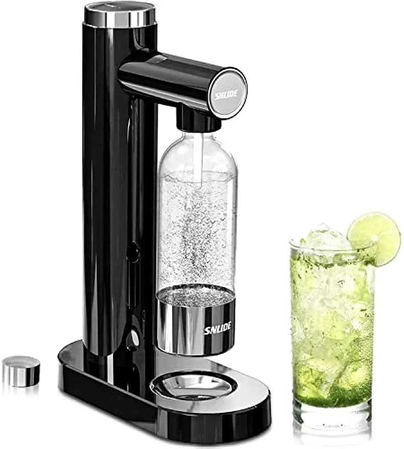 SNLIDE Soda Maker, Soda Water Machine with 1L BPA Free Pet Bottle & DIY Stickers, Easy to Operate, Sparkling Water Maker